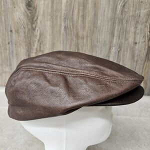 Adventure Bound Leather Newsboy Cap Hat Mens Large Brown USA Distressed